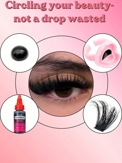 60ml/30ml Lash Glue Cluster Eyelash Glue Black Sensitive Lash Glue Fast Drying Waterproof Lash Glue Individual Lash Glue Long Lasting DIY Lash Extension Glue Strong Hold Eyelash Glue For Lash Extensio
