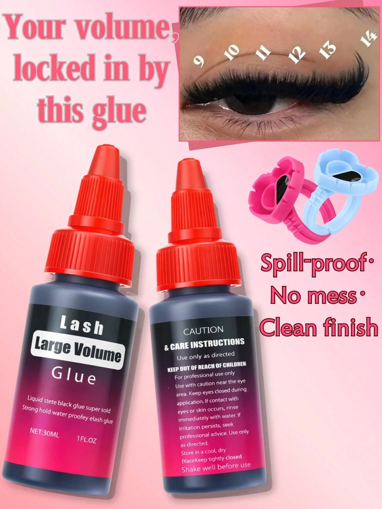 60ml/30ml Lash Glue Cluster Eyelash Glue Black Sensitive Lash Glue Fast Drying Waterproof Lash Glue Individual Lash Glue Long Lasting DIY Lash Extension Glue Strong Hold Eyelash Glue For Lash Extensio