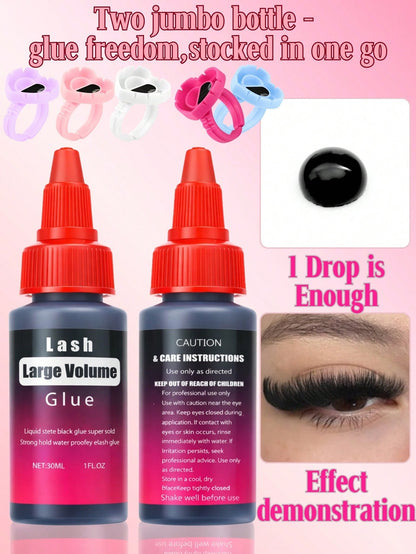 60ml/30ml Lash Glue Cluster Eyelash Glue Black Sensitive Lash Glue Fast Drying Waterproof Lash Glue Individual Lash Glue Long Lasting DIY Lash Extension Glue Strong Hold Eyelash Glue For Lash Extensio