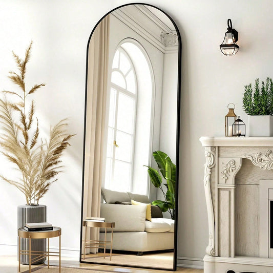 64"X 21" Arched Full Length Mirror Full Body Floor Mirrors, Black