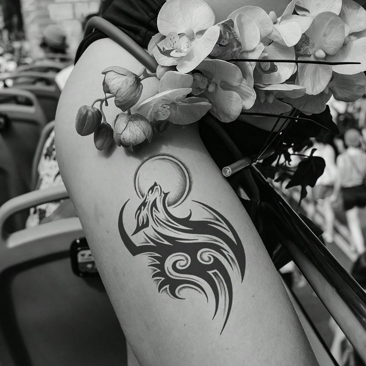 6pcs Black Personalized Arm Temporary Tattoo, For Men And Women Adults, Large Half Arm Sleeve Tattoo Stickers, Waterproof Realistic Body Art Stickers