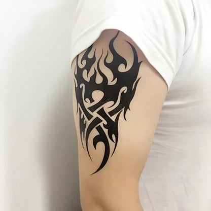 6pcs Black Personalized Arm Temporary Tattoo, For Men And Women Adults, Large Half Arm Sleeve Tattoo Stickers, Waterproof Realistic Body Art Stickers