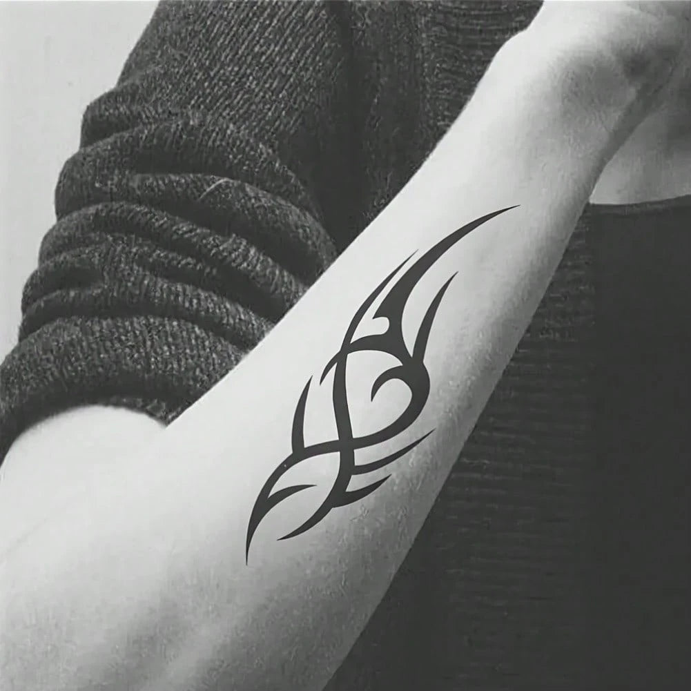 6pcs Black Personalized Arm Temporary Tattoo, For Men And Women Adults, Large Half Arm Sleeve Tattoo Stickers, Waterproof Realistic Body Art Stickers