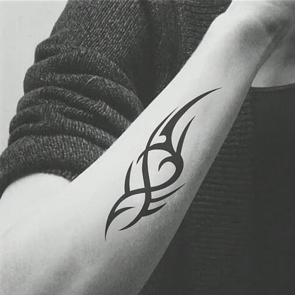 6pcs Black Personalized Arm Temporary Tattoo, For Men And Women Adults, Large Half Arm Sleeve Tattoo Stickers, Waterproof Realistic Body Art Stickers