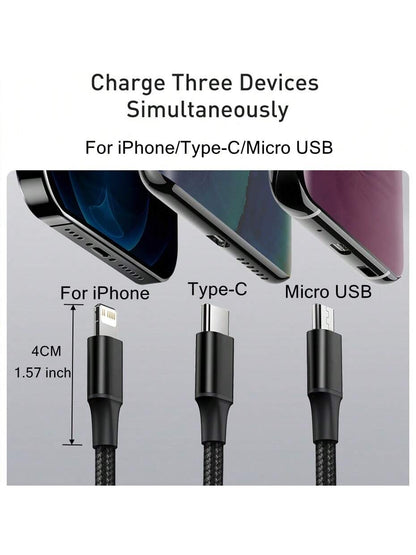 6pcs Car Charger Adapter Blocks With 3-In-1 Braided Charging Cables, Compatible With IPhone, Car Charging Set