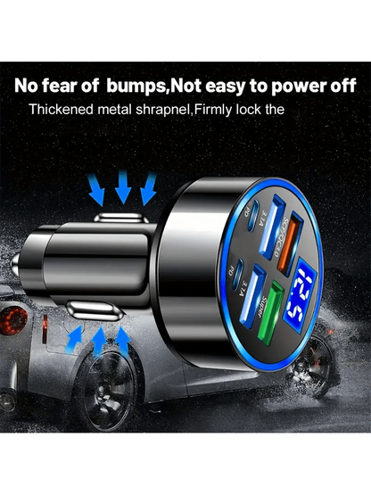 6pcs Car Charger Adapter Blocks With 3-In-1 Braided Charging Cables, Compatible With IPhone, Car Charging Set
