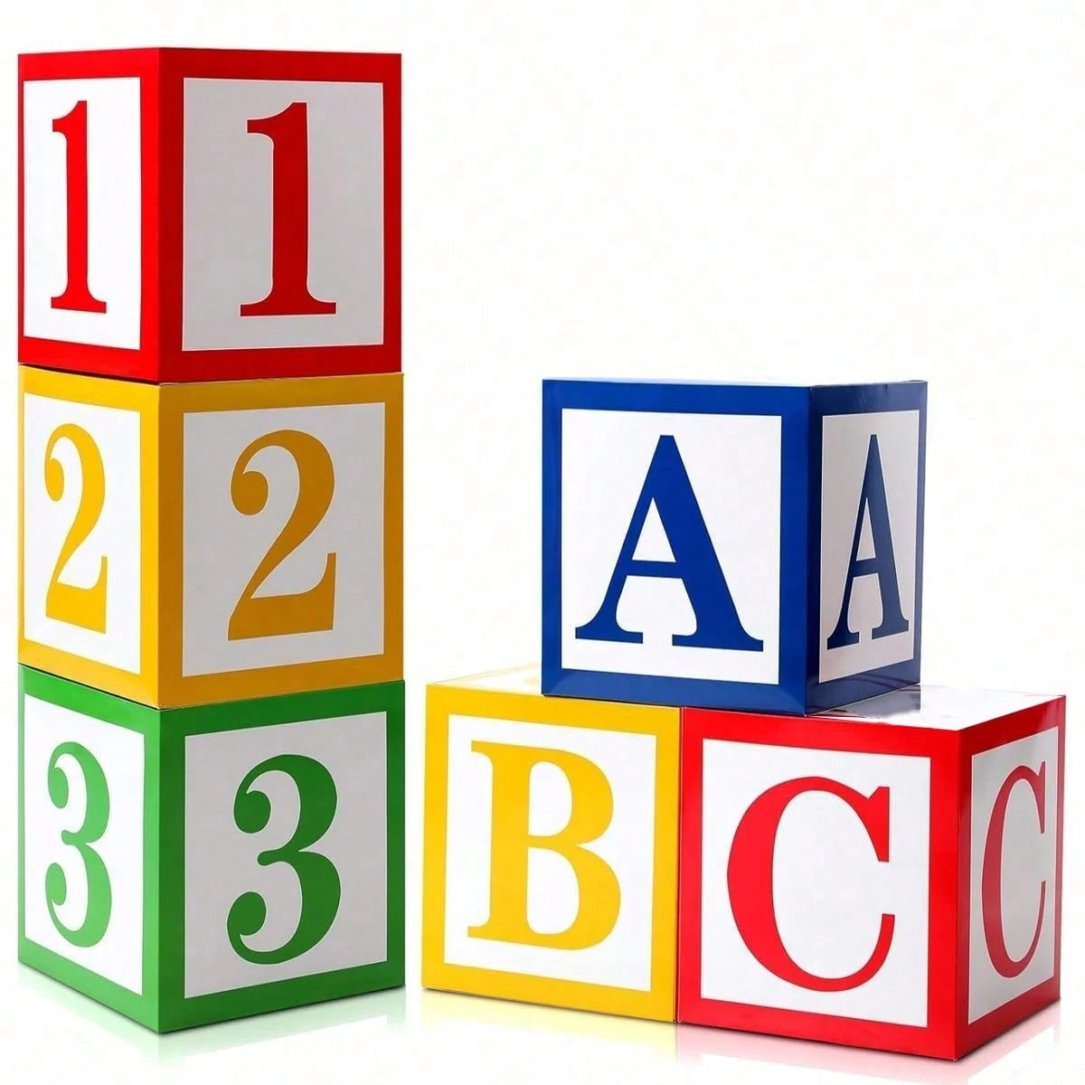 6pcs Colorful ABC 123 Letter & Number Decorative Boxes, Back To School Photo Props, Classroom Decor, Colorful Letter & Number Cardboard Boxes, School Scene Decoration, Back To School Season, Party Sup