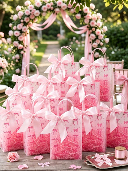 6pcs Floral Pattern Gift Bags, Flower & Butterfly Print Gift Packaging Bags With Handles, Party Favor Bags, Birthday Wedding Decor, Baby Shower Party Gift Bags, 1st Birthday Party Candy Bags, 1st Birt