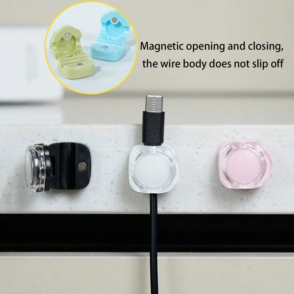 6pcs Magnetic Cable Organizer, Multifunctional Simple Cable Winder, Wire Holder For Office Desk, Computer Mouse Cord, Trace-Free Self-Adhesive