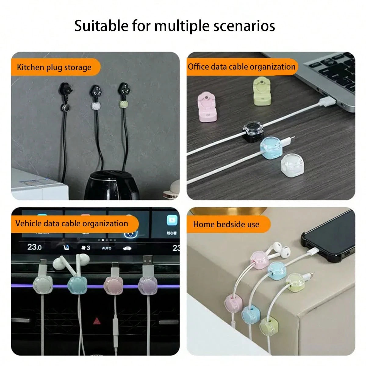 6pcs Magnetic Cable Organizer, Multifunctional Simple Cable Winder, Wire Holder For Office Desk, Computer Mouse Cord, Trace-Free Self-Adhesive