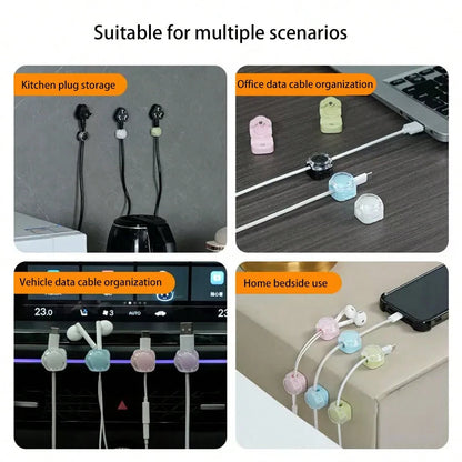 6pcs Magnetic Cable Organizer, Multifunctional Simple Cable Winder, Wire Holder For Office Desk, Computer Mouse Cord, Trace-Free Self-Adhesive
