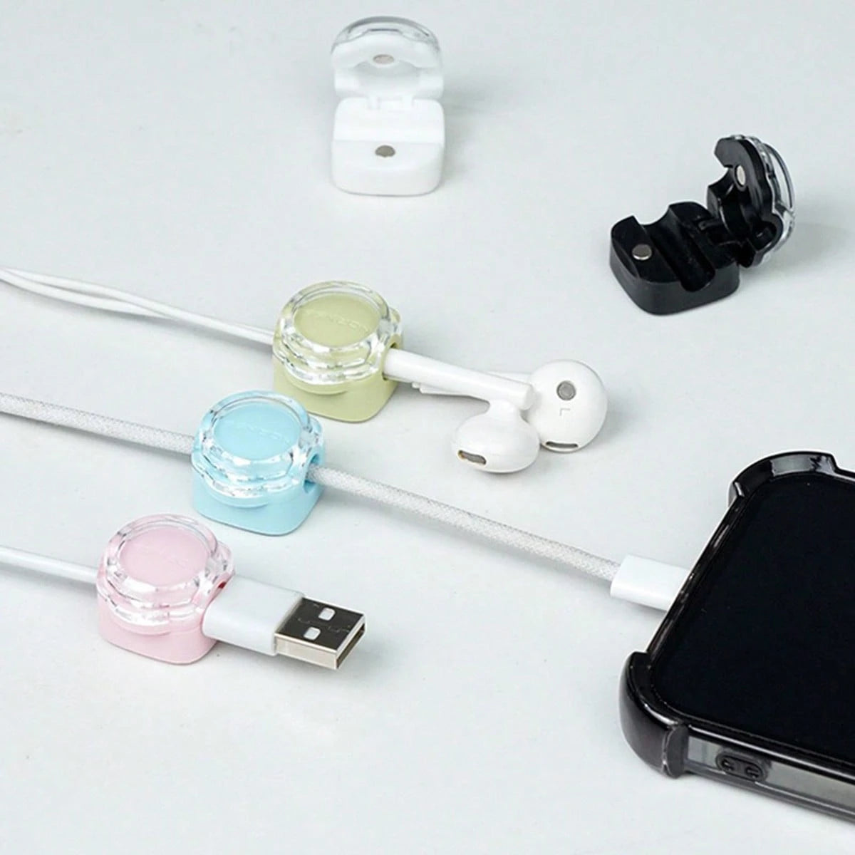 6pcs Magnetic Cable Organizer, Multifunctional Simple Cable Winder, Wire Holder For Office Desk, Computer Mouse Cord, Trace-Free Self-Adhesive