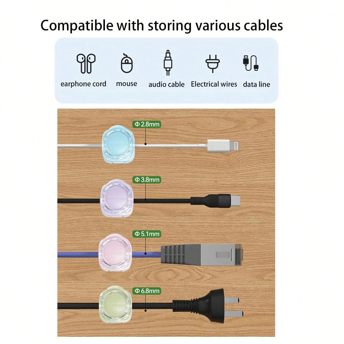 6pcs Magnetic Cable Organizer, Multifunctional Simple Cable Winder, Wire Holder For Office Desk, Computer Mouse Cord, Trace-Free Self-Adhesive
