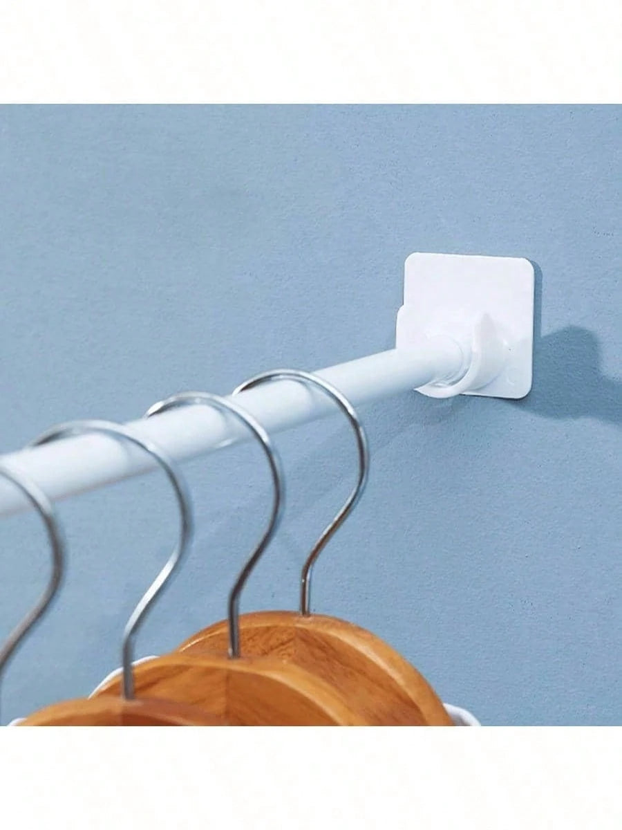 6pcs No-Drill Self-Adhesive Curtain Rod Holders, Suitable For Home & Bathroom Decor, Summer Bathroom Accessories
