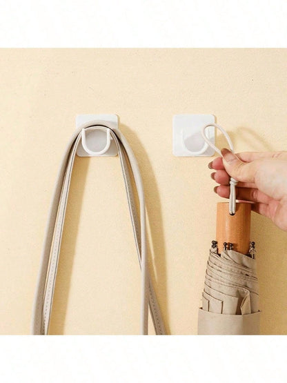 6pcs No-Drill Self-Adhesive Curtain Rod Holders, Suitable For Home & Bathroom Decor, Summer Bathroom Accessories