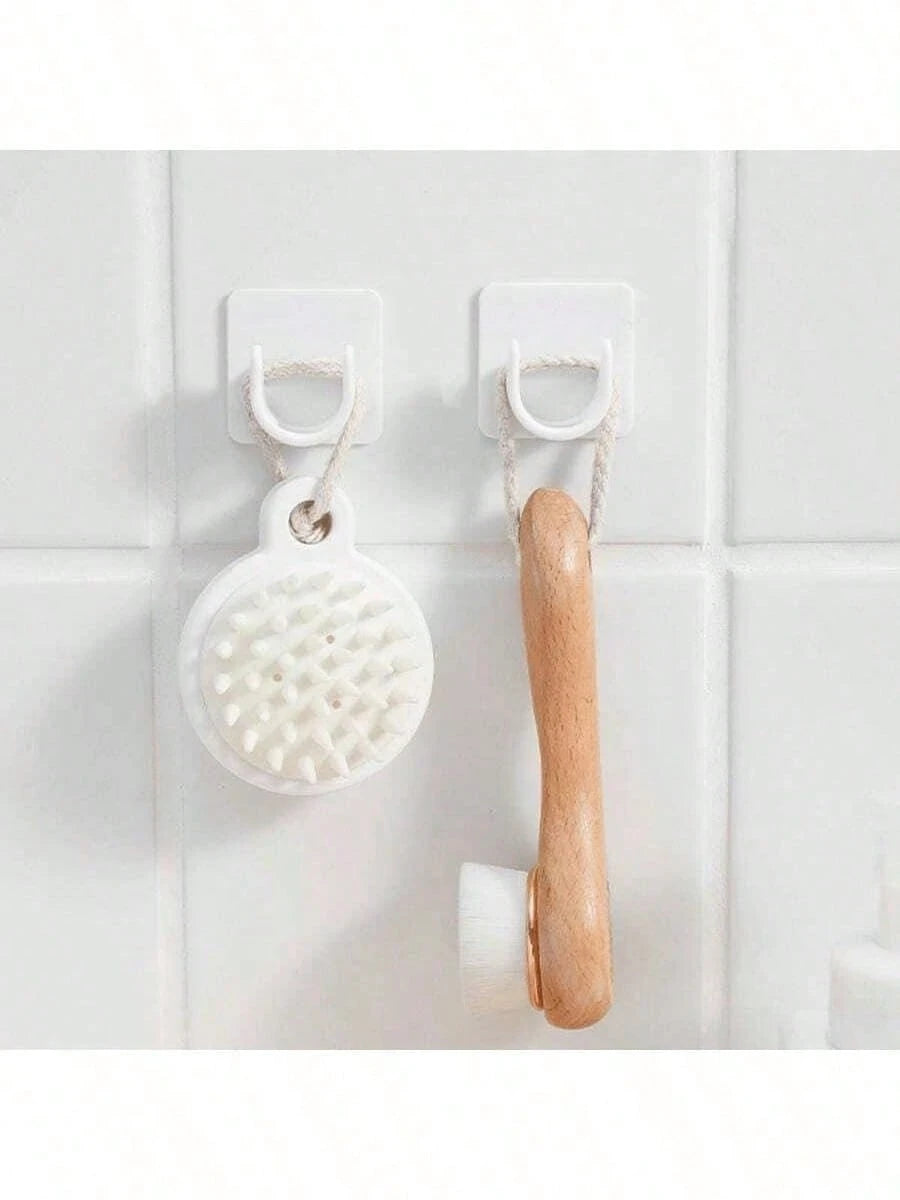 6pcs No-Drill Self-Adhesive Curtain Rod Holders, Suitable For Home & Bathroom Decor, Summer Bathroom Accessories