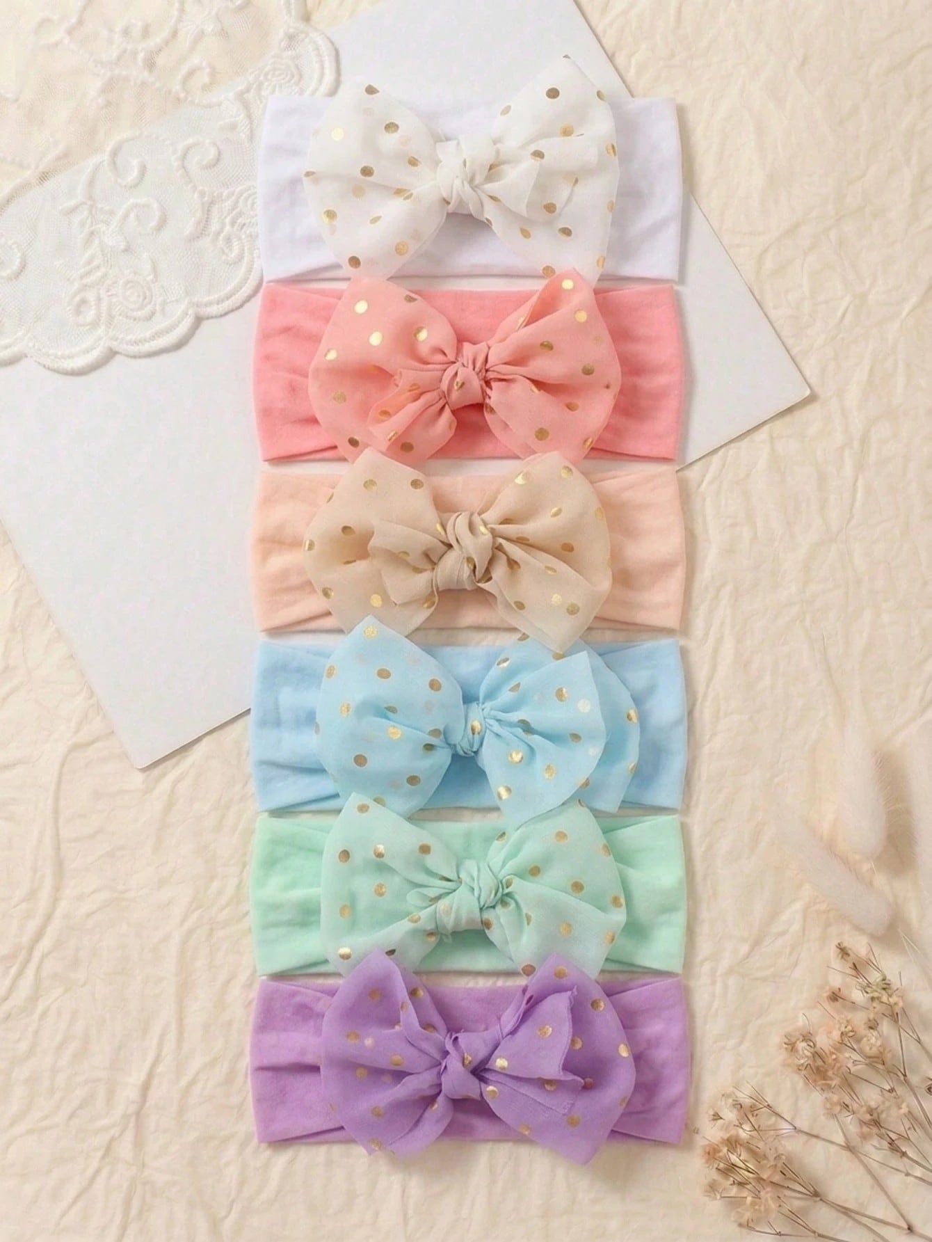 6pcs Pastel Color Infant Headbands Set, Soft 3D Big Bow Decor Princess Hair Accessories, Elastic Newborn Hair Clips, Suitable For Daily Use