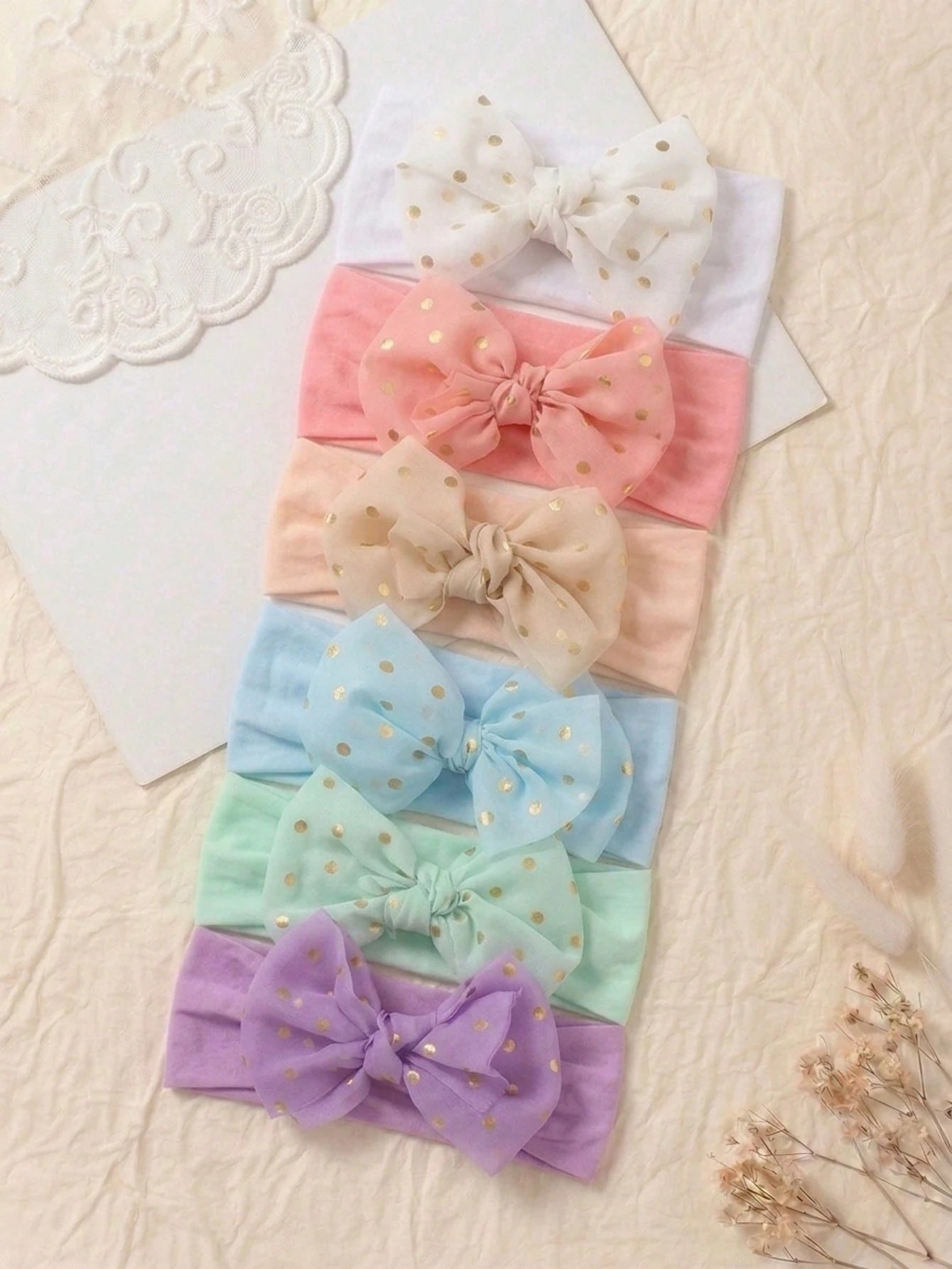 6pcs Pastel Color Infant Headbands Set, Soft 3D Big Bow Decor Princess Hair Accessories, Elastic Newborn Hair Clips, Suitable For Daily Use