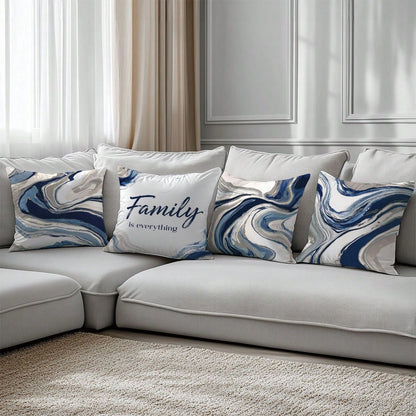 6pcs Set Of Minimalist Blue Geometric Abstract Pattern Throw Pillow Covers, Single-Sided Printed Peach Velvet Material, 45*45/50*50/40*40CM Cushion Covers Suitable For Modern Minimalist Sofa Living Ro