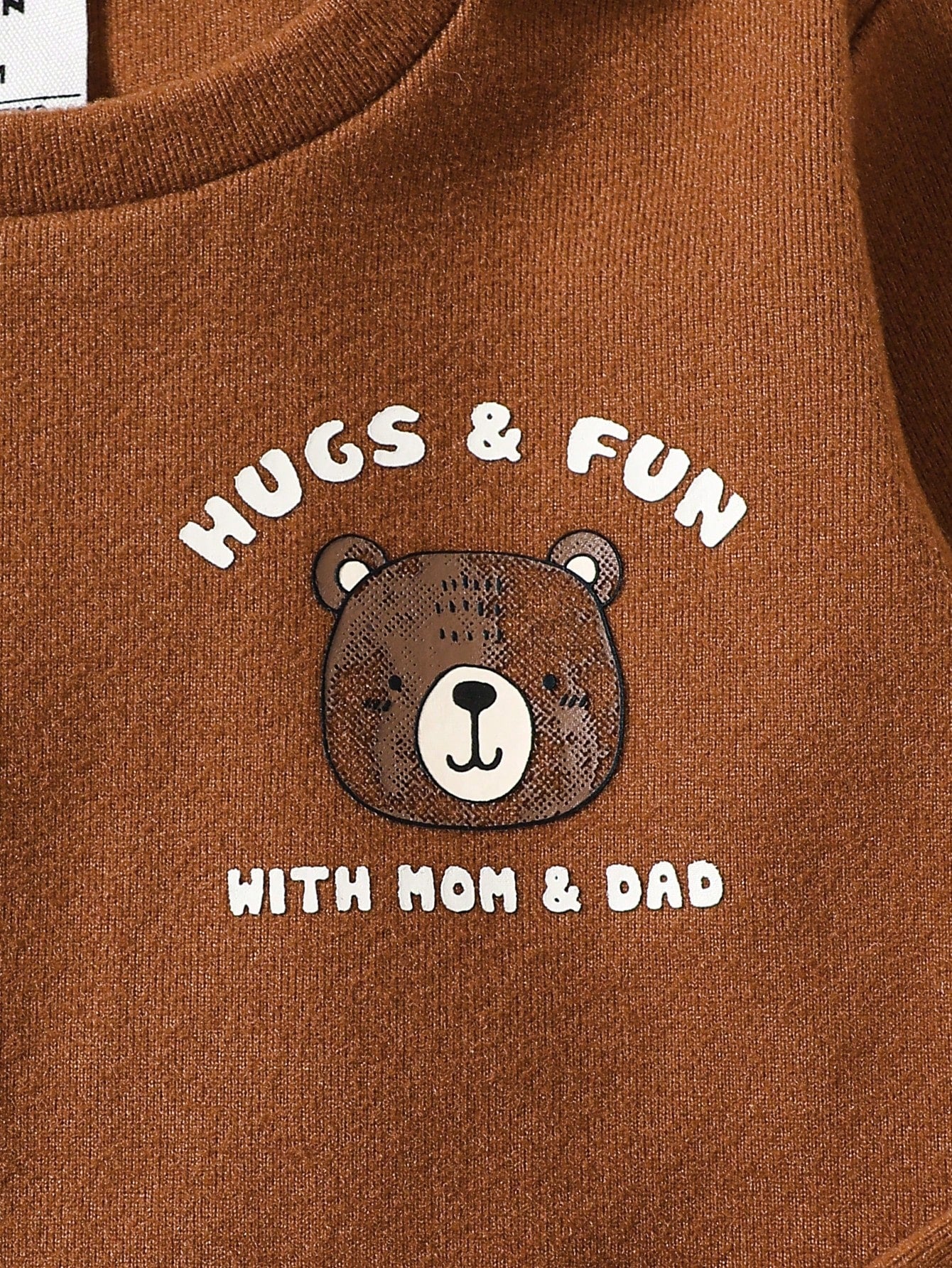 6pcs/Set Unisex Baby Boy & Baby Girl Thermal Underwear Set,Cute Cartoon Bear Print & Brown And White Polka Dot,Autumn Family Matching Clothes,Snug Fit