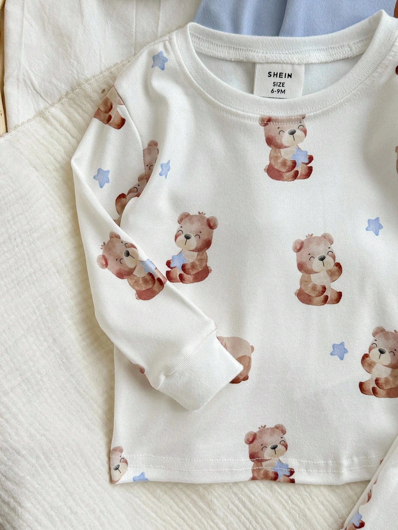 6pcs/Set Unisex Baby Boy & Baby Girl Thermal Underwear Set,Cute Cartoon Bear Print & Brown And White Polka Dot,Autumn Family Matching Clothes,Snug Fit