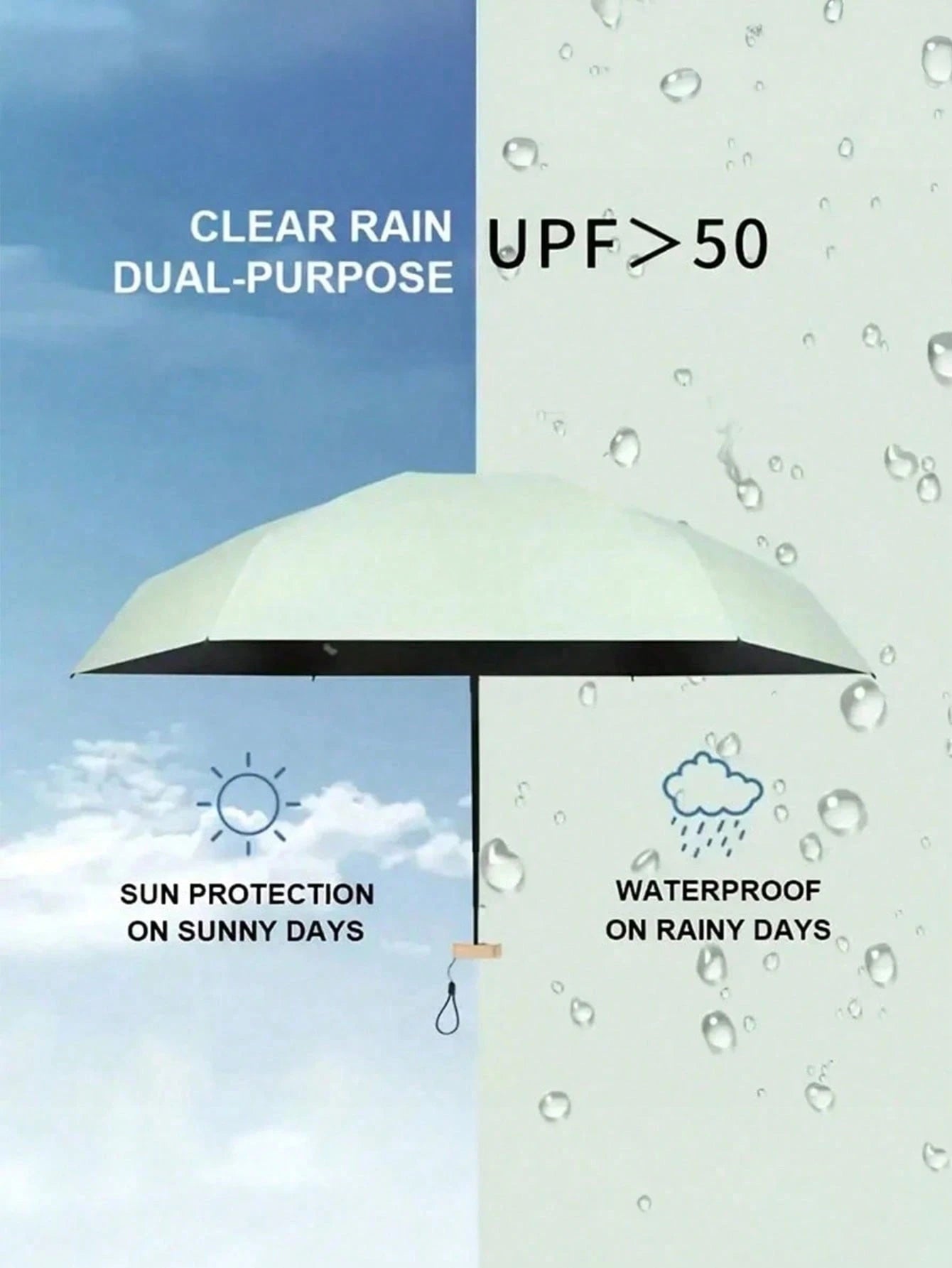 7.5 Inch/19cm Mini Folding Umbrella, Portable Outdoor Sun Umbrella, UV Protection Sunshade Umbrella With Carrying Bag, Sunscreen, 6 Ribs + Thickened Black Waterproof Coating, Ideal For Outdoor, Travel
