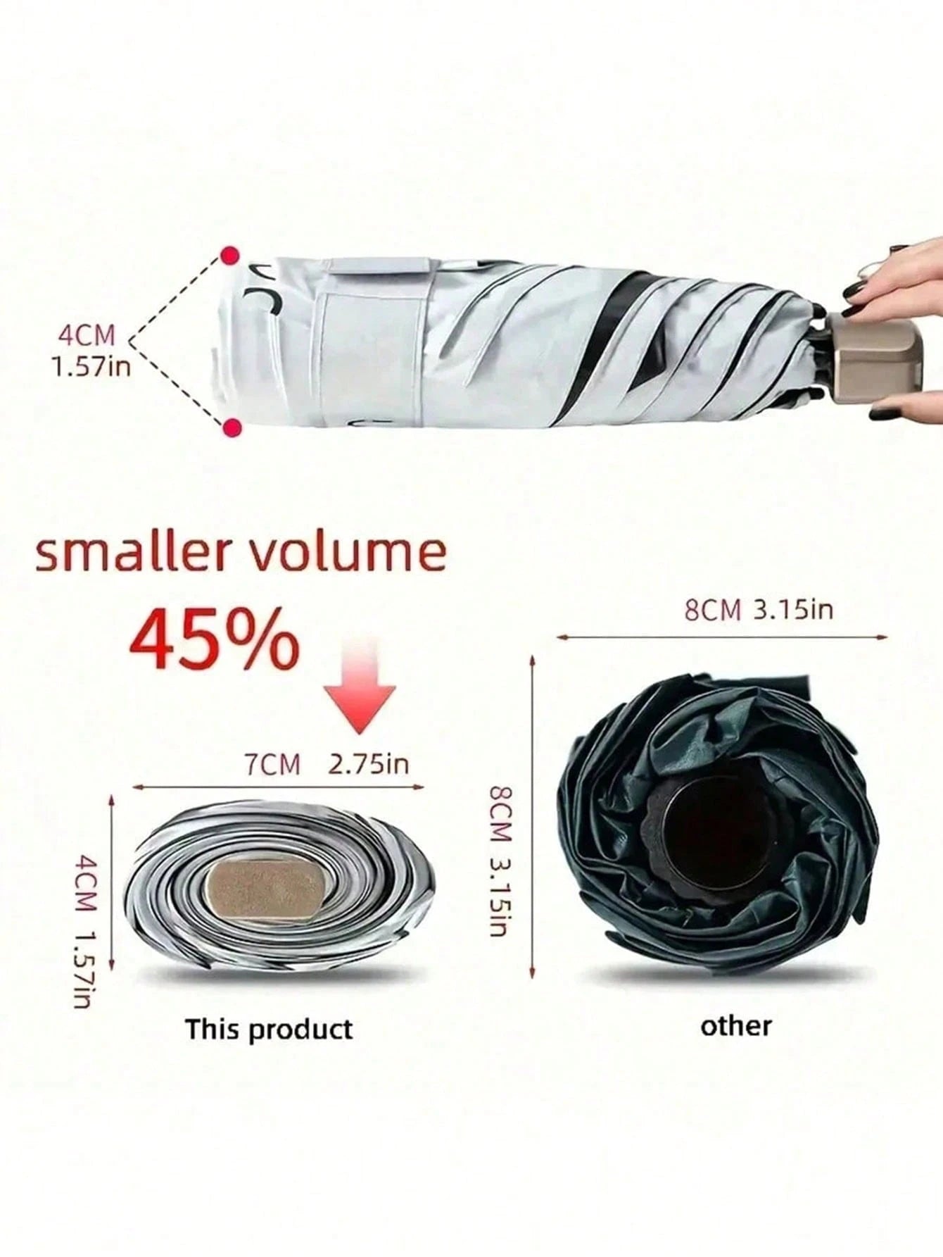 7.5 Inch/19cm Mini Folding Umbrella, Portable Outdoor Sun Umbrella, UV Protection Sunshade Umbrella With Carrying Bag, Sunscreen, 6 Ribs + Thickened Black Waterproof Coating, Ideal For Outdoor, Travel