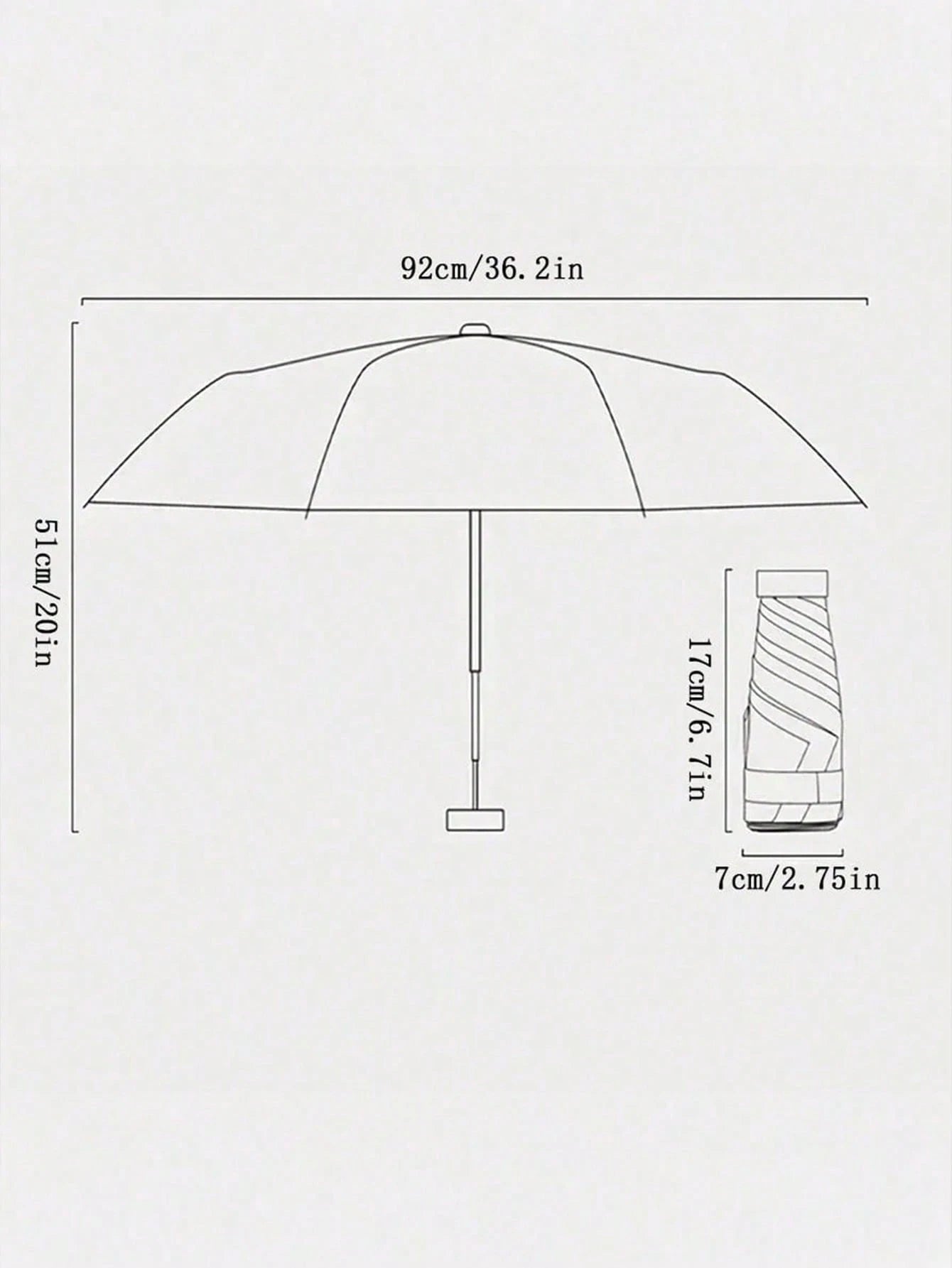 7.5 Inch/19cm Mini Folding Umbrella, Portable Outdoor Sun Umbrella, UV Protection Sunshade Umbrella With Carrying Bag, Sunscreen, 6 Ribs + Thickened Black Waterproof Coating, Ideal For Outdoor, Travel