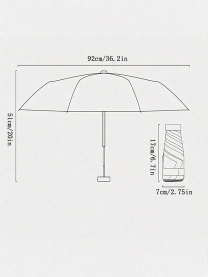 7.5 Inch/19cm Mini Folding Umbrella, Portable Outdoor Sun Umbrella, UV Protection Sunshade Umbrella With Carrying Bag, Sunscreen, 6 Ribs + Thickened Black Waterproof Coating, Ideal For Outdoor, Travel