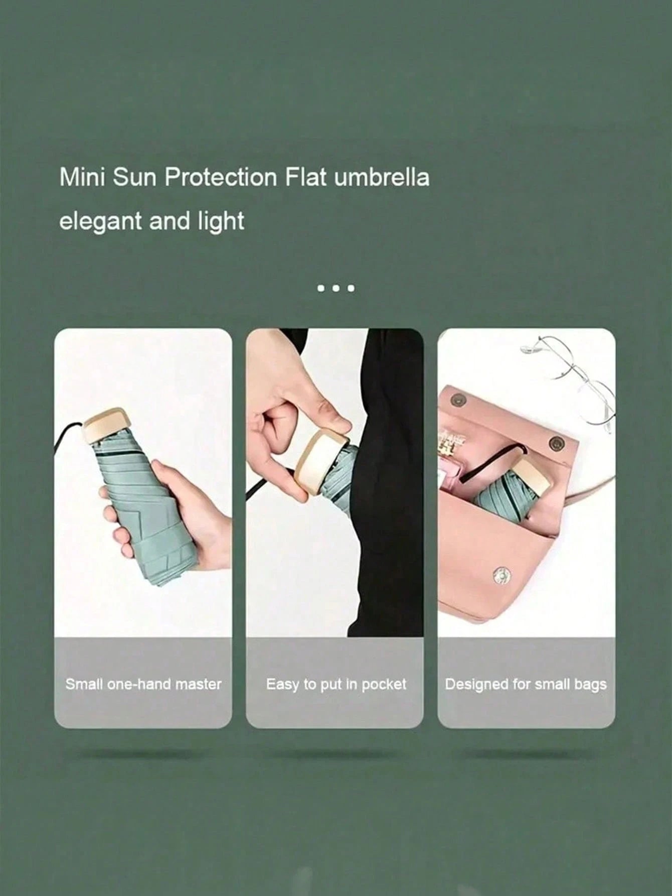 7.5 Inch/19cm Mini Folding Umbrella, Portable Outdoor Sun Umbrella, UV Protection Sunshade Umbrella With Carrying Bag, Sunscreen, 6 Ribs + Thickened Black Waterproof Coating, Ideal For Outdoor, Travel