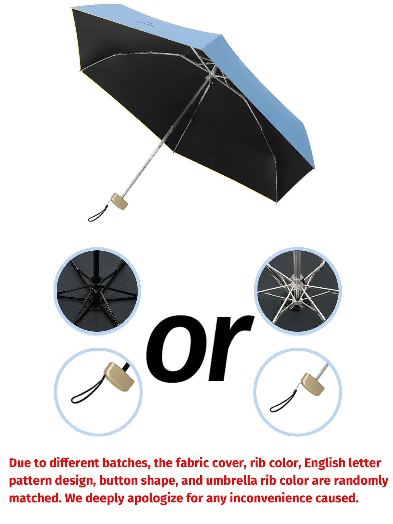 7.5 Inch/19cm Mini Folding Umbrella, Portable Outdoor Sun Umbrella, UV Protection Sunshade Umbrella With Carrying Bag, Sunscreen, 6 Ribs + Thickened Black Waterproof Coating, Ideal For Outdoor, Travel