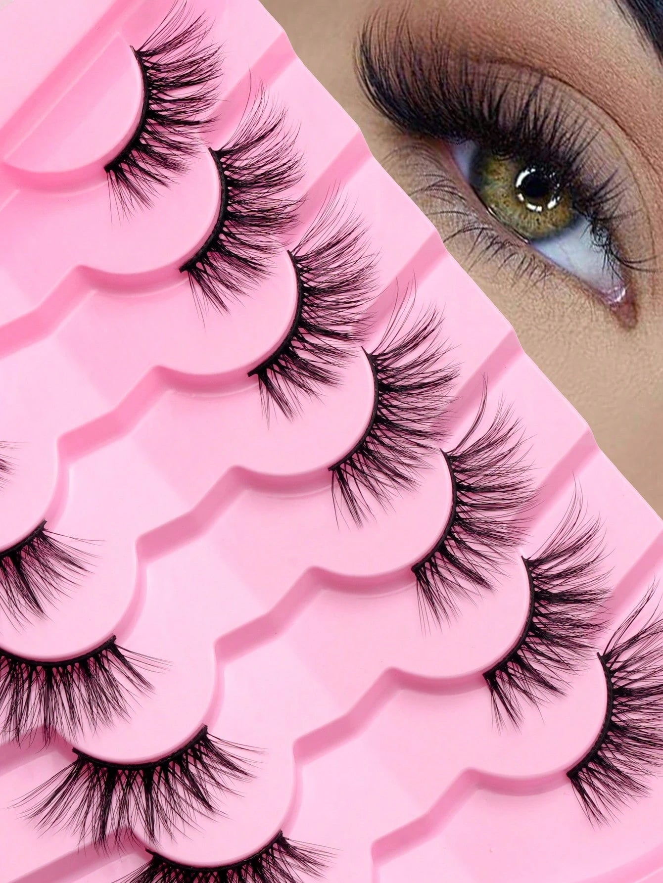 7 Pairs Natural Half-Length Cat Eye False Eyelashes, Fluffy Lightweight 3D Faux Mink Lash Set, Soft Strip Lashes- Suitable For Cosplay, European & American Style Long False Eyelashes