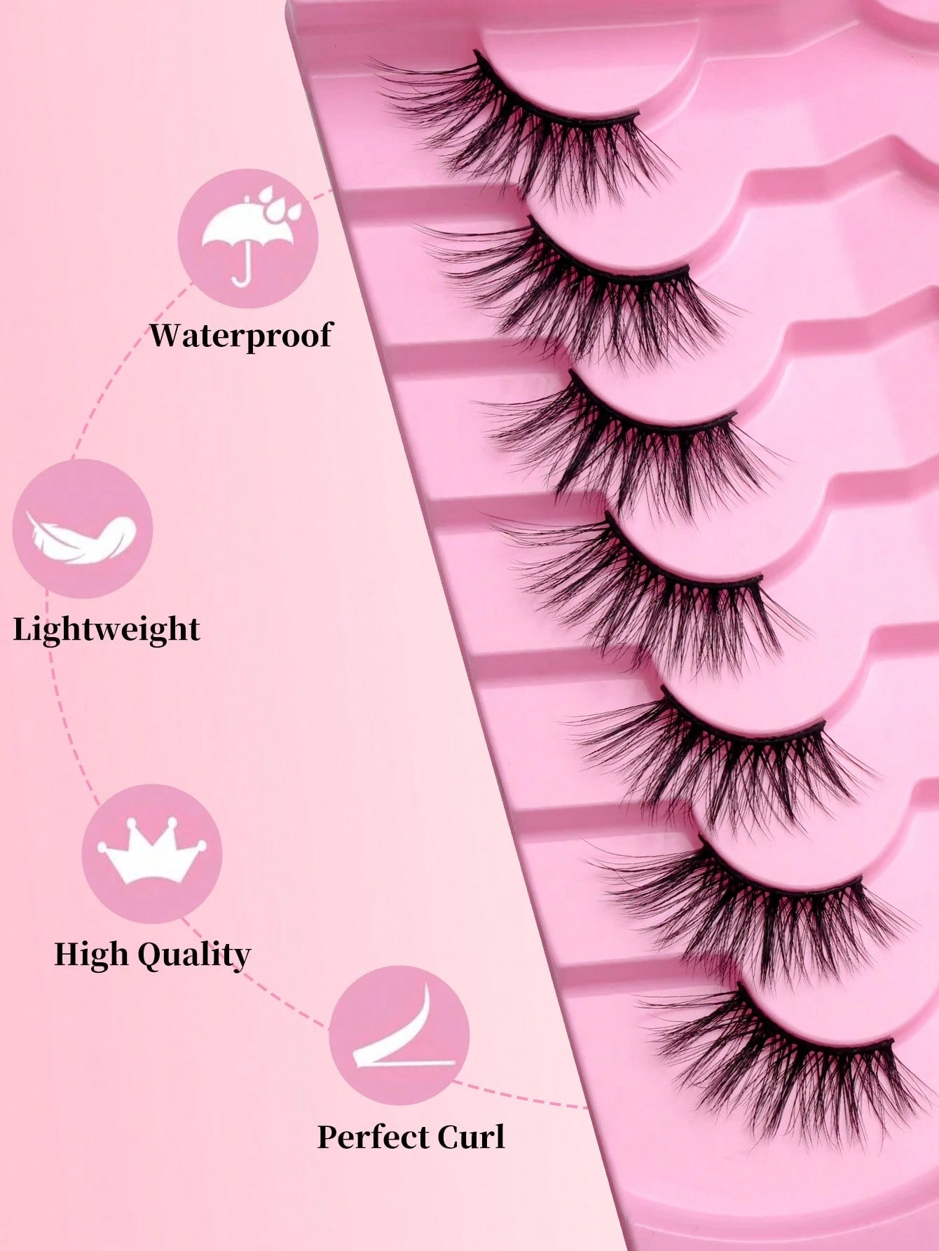7 Pairs Natural Half-Length Cat Eye False Eyelashes, Fluffy Lightweight 3D Faux Mink Lash Set, Soft Strip Lashes- Suitable For Cosplay, European & American Style Long False Eyelashes
