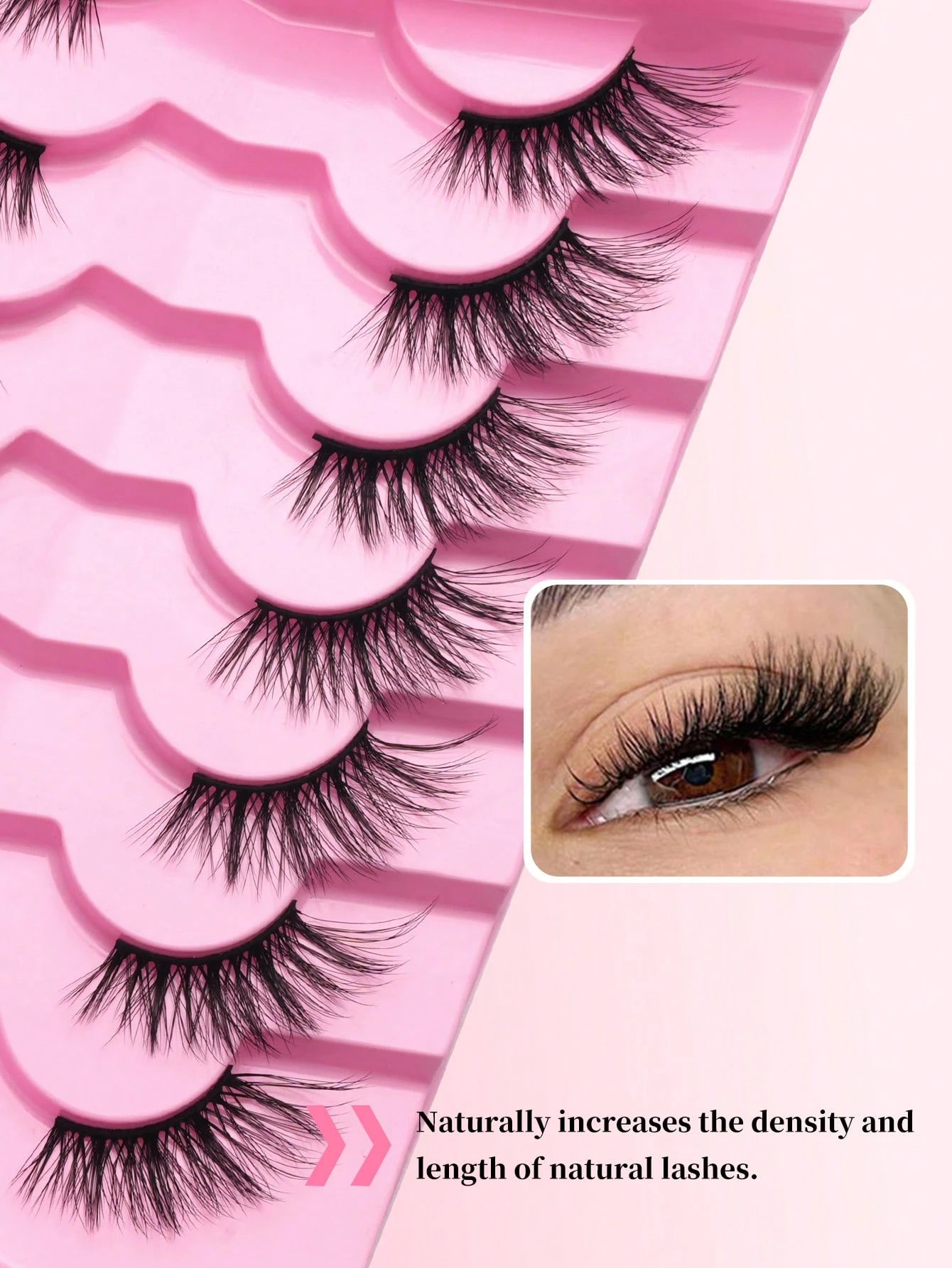 7 Pairs Natural Half-Length Cat Eye False Eyelashes, Fluffy Lightweight 3D Faux Mink Lash Set, Soft Strip Lashes- Suitable For Cosplay, European & American Style Long False Eyelashes