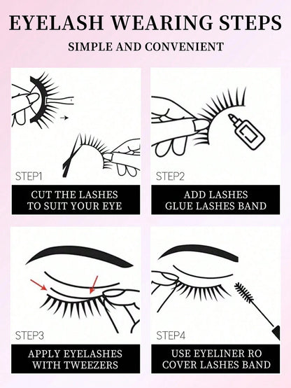 7 Pairs Natural Half-Length Cat Eye False Eyelashes, Fluffy Lightweight 3D Faux Mink Lash Set, Soft Strip Lashes- Suitable For Cosplay, European & American Style Long False Eyelashes