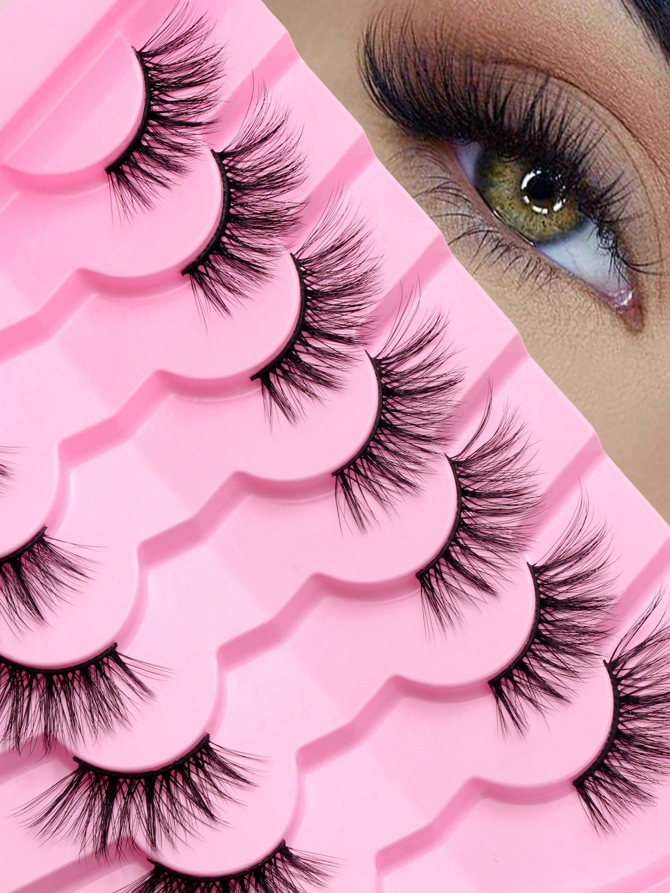 7 Pairs Natural Half-Length Cat Eye False Eyelashes, Fluffy Lightweight 3D Faux Mink Lash Set, Soft Strip Lashes- Suitable For Cosplay, European & American Style Long False Eyelashes