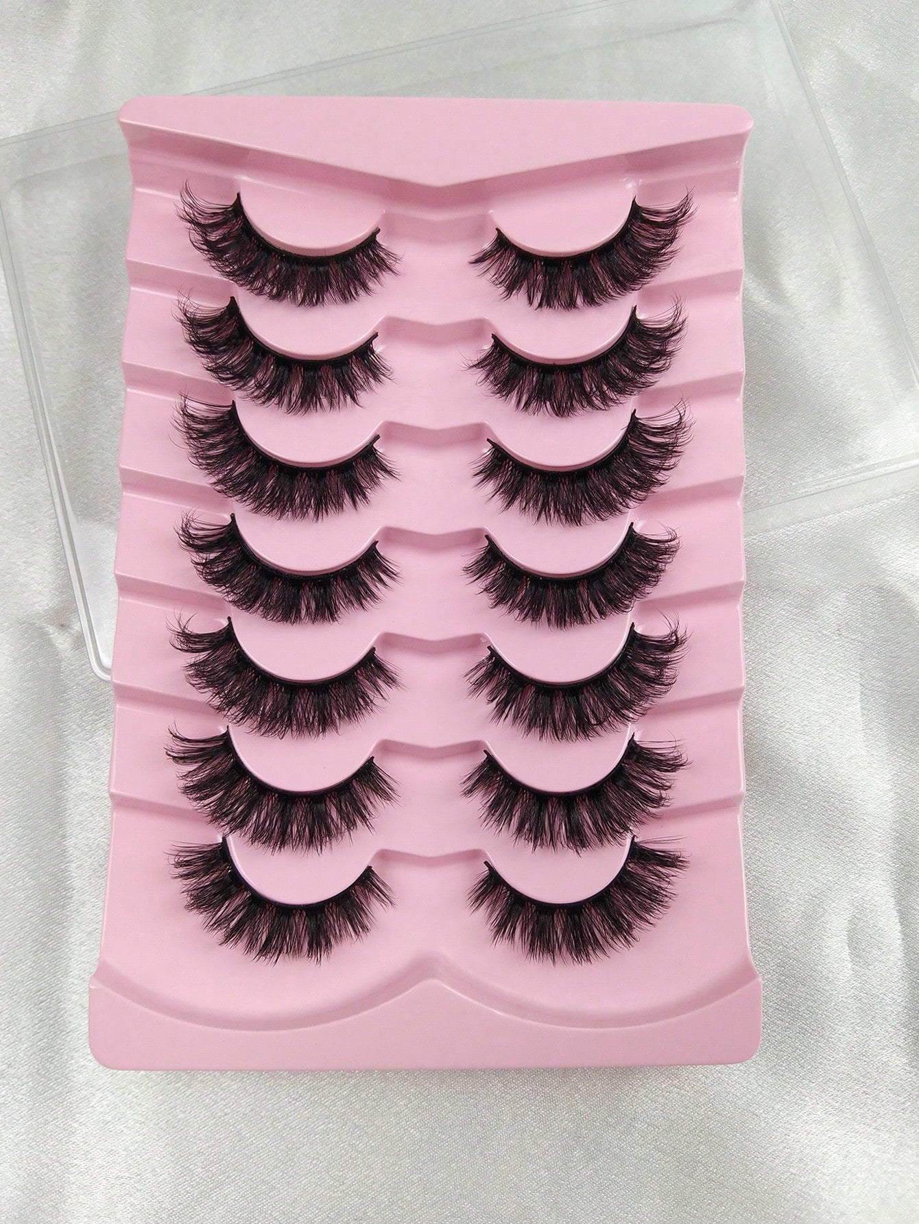 7 Pairs Volume Lashes Faux Mink Eyelashes Cat Eye Eyelashes Full False Eyelashes Volumized Eyelash Extension Travel Essentials Makeup Tools Strip Lashes,Lashes,Eyelashes,Fake Lashes