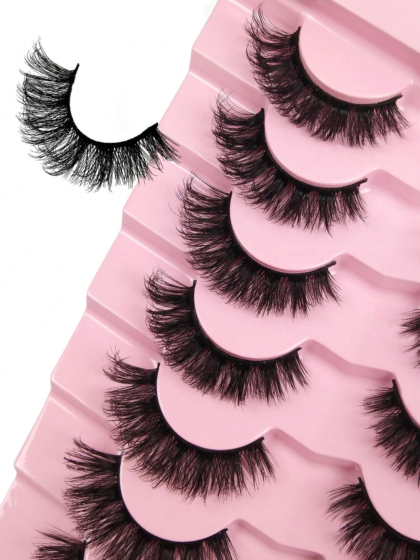 7 Pairs Volume Lashes Faux Mink Eyelashes Cat Eye Eyelashes Full False Eyelashes Volumized Eyelash Extension Travel Essentials Makeup Tools Strip Lashes,Lashes,Eyelashes,Fake Lashes