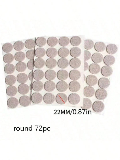 72-Piece Furniture Felt Pad Set- Non-Slip Chair Leg Pads To Protect Hardwood Floors, Metal Finish Furniture And Floor Protector Pads- Neutral Beige Multiple Sizes