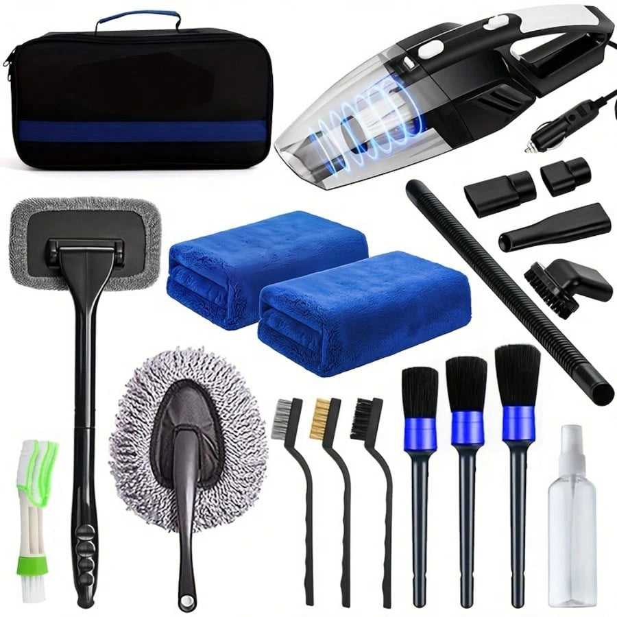 7500PA High-Power Car Handheld Vacuum Cleaner, With Brush/ Windshield Cleaning Tool/ Durable Duster/ High-Density Towel, Full Set Of Professional Car Interior Care Tools, High-Quality And Durable M
