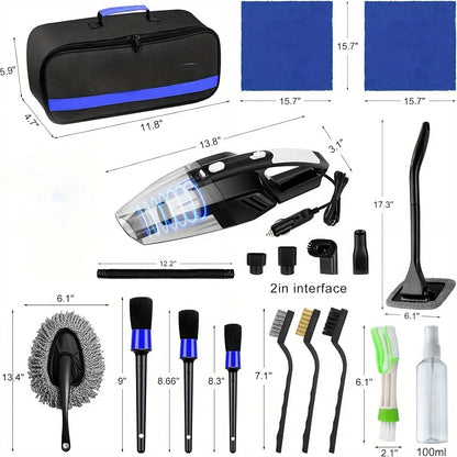 7500PA High-Power Car Handheld Vacuum Cleaner, With Brush/ Windshield Cleaning Tool/ Durable Duster/ High-Density Towel, Full Set Of Professional Car Interior Care Tools, High-Quality And Durable M
