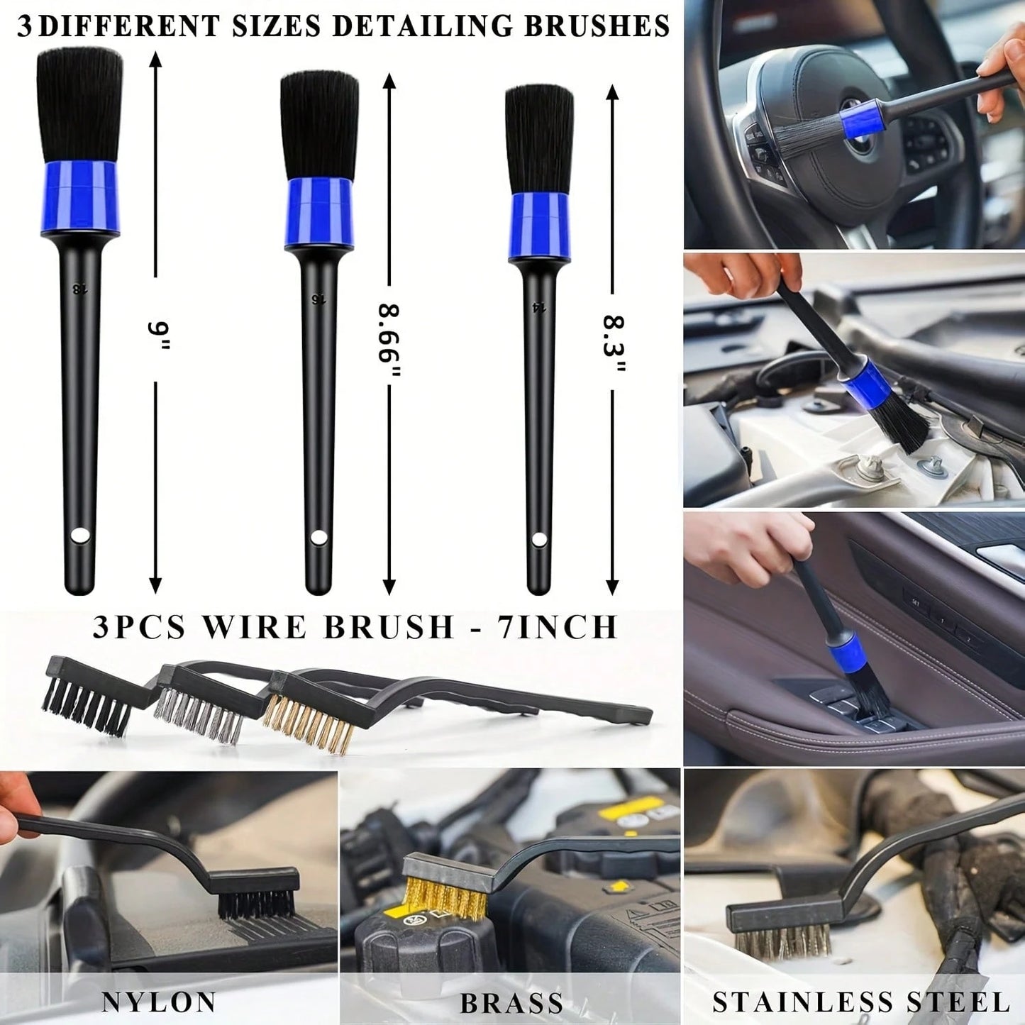 7500PA High-Power Car Handheld Vacuum Cleaner, With Brush/ Windshield Cleaning Tool/ Durable Duster/ High-Density Towel, Full Set Of Professional Car Interior Care Tools, High-Quality And Durable M
