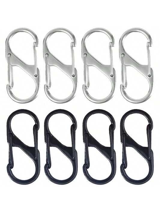 8/12pcs Metal Carabiner Keychain, S-Shaped Alloy Clips, Suitable For Outdoor Camping, Hiking, Travel