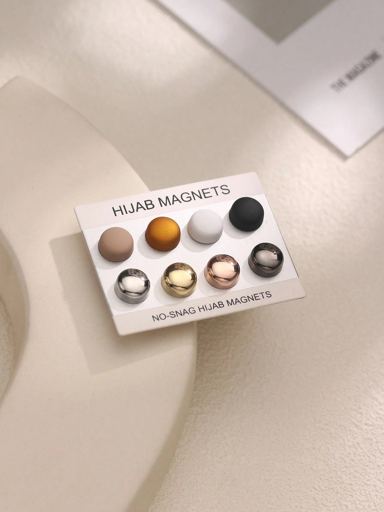 8 Pairs Solid Color Zinc Alloy Hijab Magnets, Strong Magnetic, All Seasons