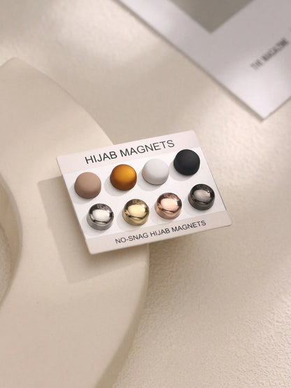 8 Pairs Solid Color Zinc Alloy Hijab Magnets, Strong Magnetic, All Seasons