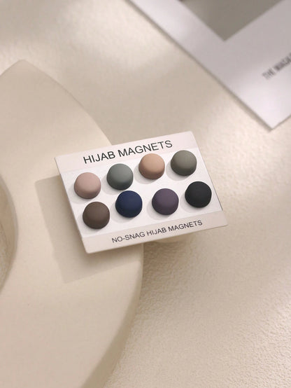 8 Pairs Solid Color Zinc Alloy Hijab Magnets, Strong Magnetic, All Seasons