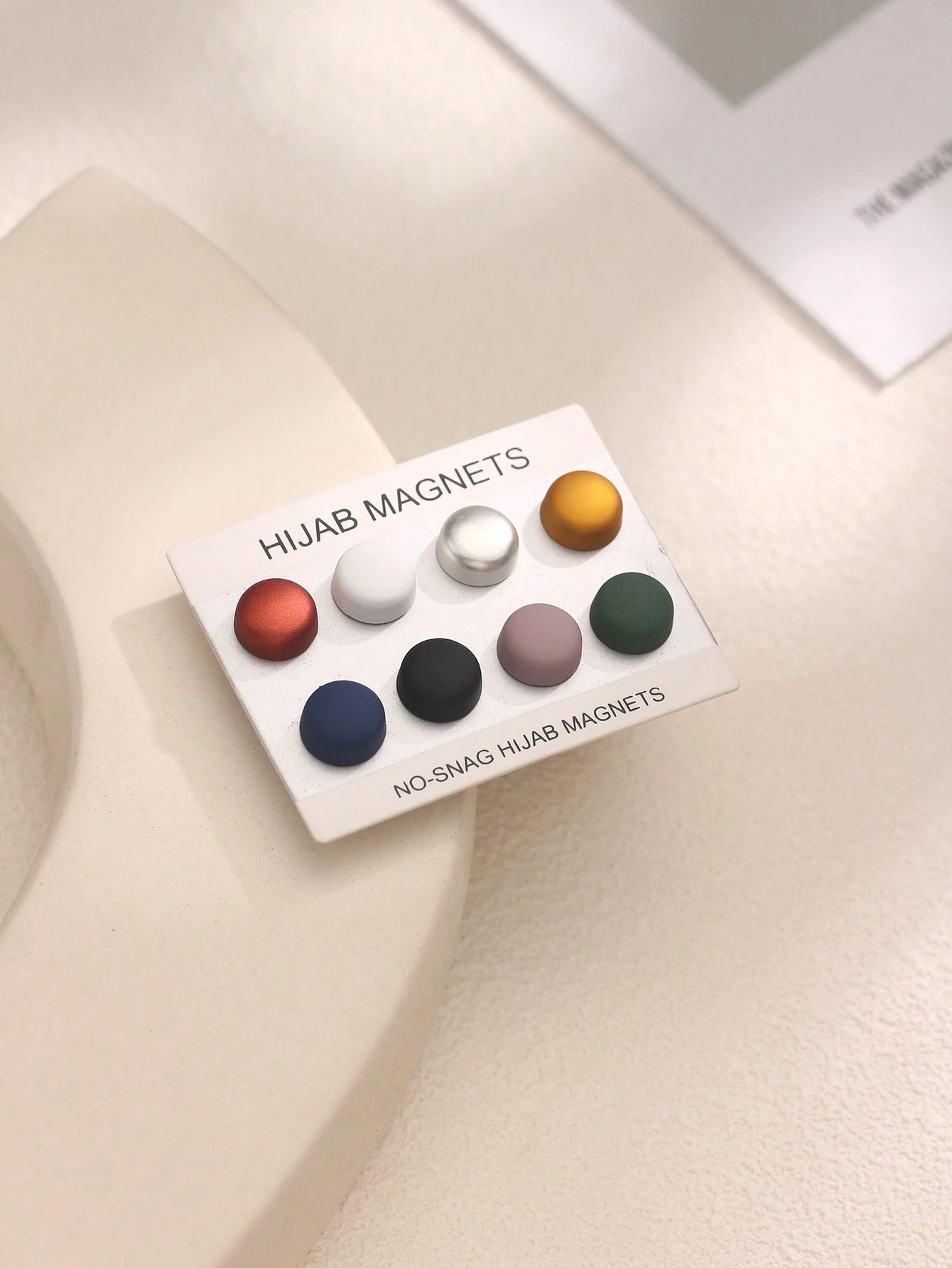 8 Pairs Solid Color Zinc Alloy Hijab Magnets, Strong Magnetic, All Seasons