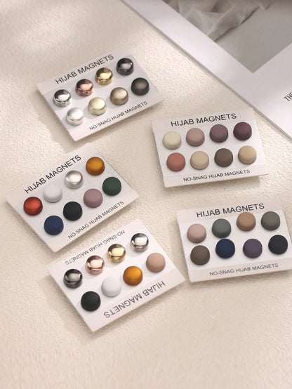 8 Pairs Solid Color Zinc Alloy Hijab Magnets, Strong Magnetic, All Seasons
