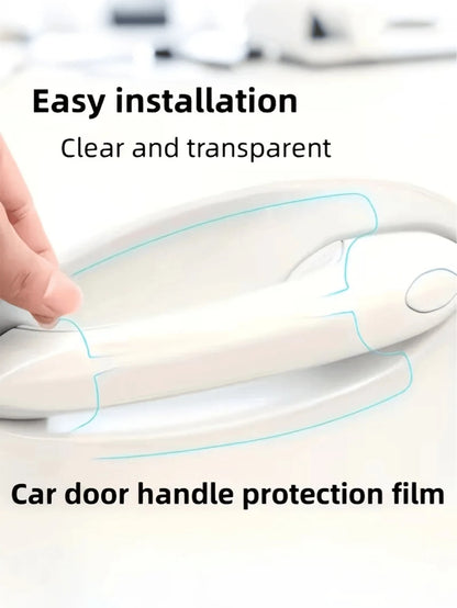 8-Piece Car Door Handle Protective Film- Transparent PVC Scratch-Resistant Cover, Easy-To-Install And Adhesive Film For All Vehicles, Durable Plastic Door Handle Scratch Protection