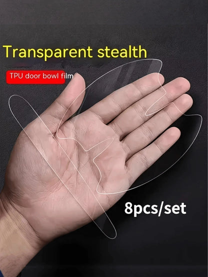 8-Piece Car Door Handle Protective Film- Transparent PVC Scratch-Resistant Cover, Easy-To-Install And Adhesive Film For All Vehicles, Durable Plastic Door Handle Scratch Protection